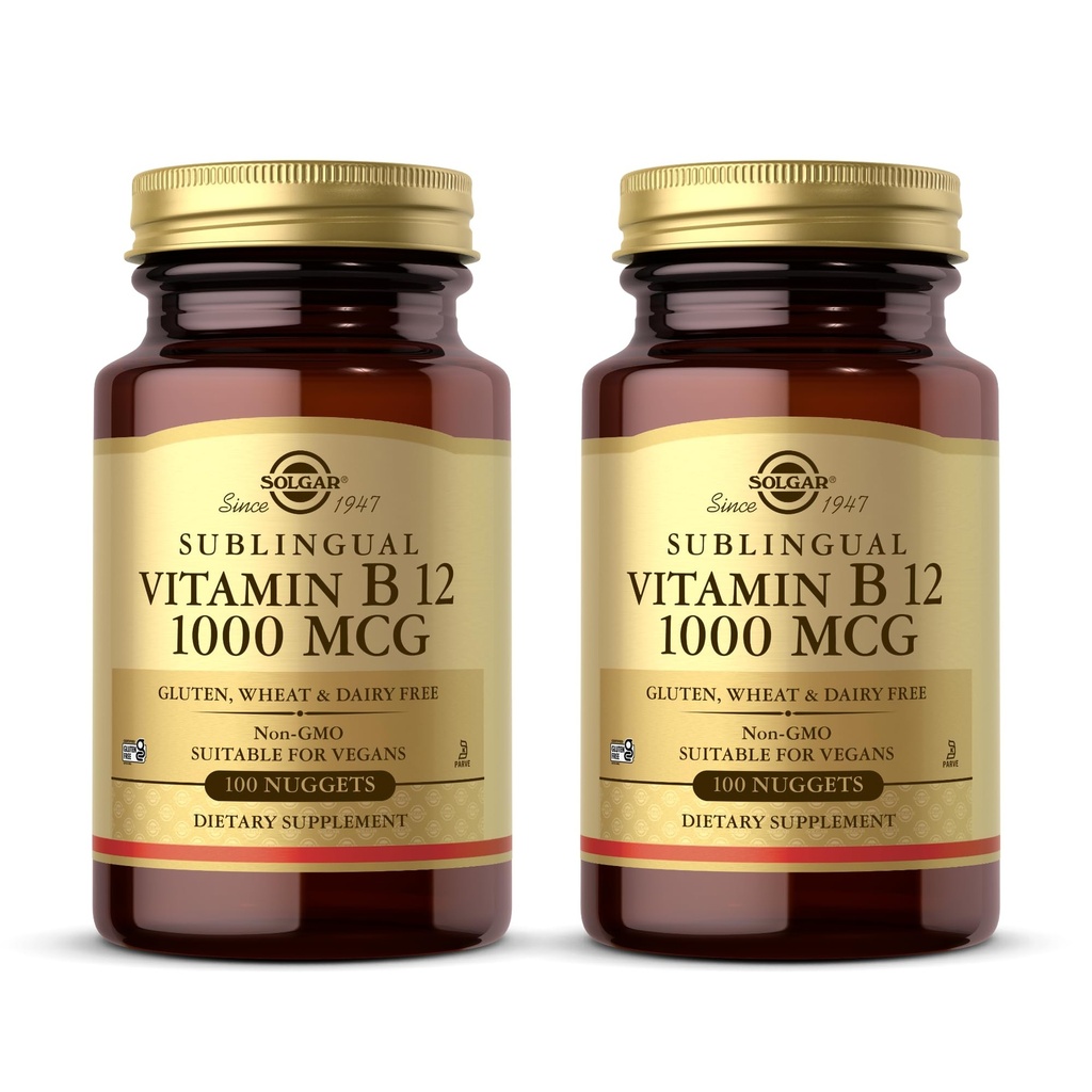 Solgar podjezični vitamin B12 1000 mcg - 250 Nuggetov, paket 2 - Ne-GMO, Vegan, Gluten brez, Mlečni brez, Košir - 500 skupaj