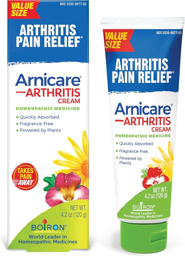 Boiron Arnicare Artritis Krema za lajšanje bolečin kolen, rok, zapestij, komolcev, sklepov in mišic – Hitro Absorbirana & Fragrance-free – 4.2 oz