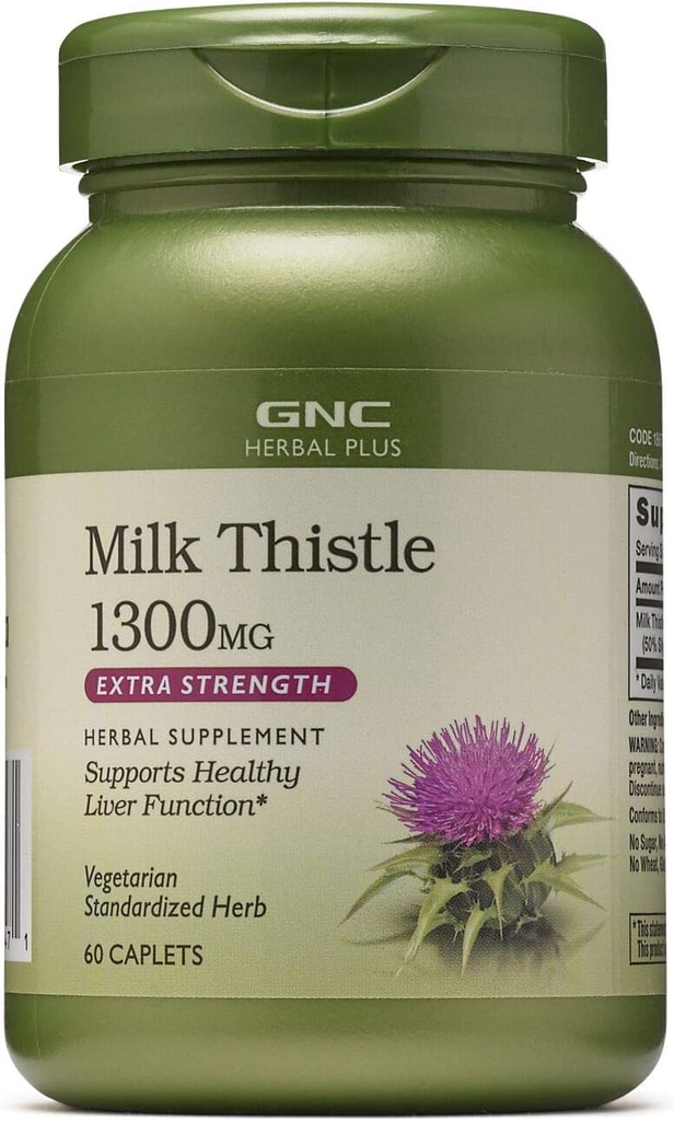 GNC Zeliščni Plus mleko Thistle 1300mg dodatek, dodatna moč, vegetarijanec, podpira zdravo delovanje jeter, 60 Serving