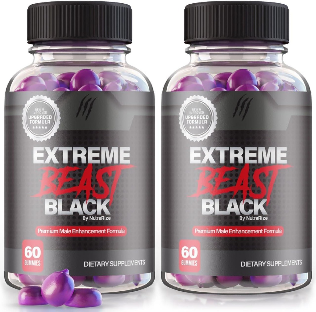 (2 paket) Extreme Beast Black Gumies - Extreme Beast Black dodatek za moške, Dnevna Formula za vrhunsko zmogljivost, Extreme Beast Black Premium Formulation, ExtremeBeast Reviews (120 Gummies)