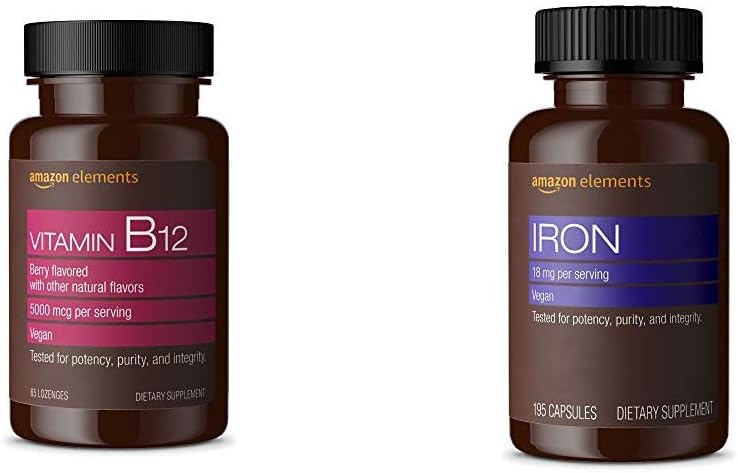 Elementi Vitamin B12 Metilkobalamin 5000 μg Berry arome Lozenges in elementi železa 18 mg Kapsule