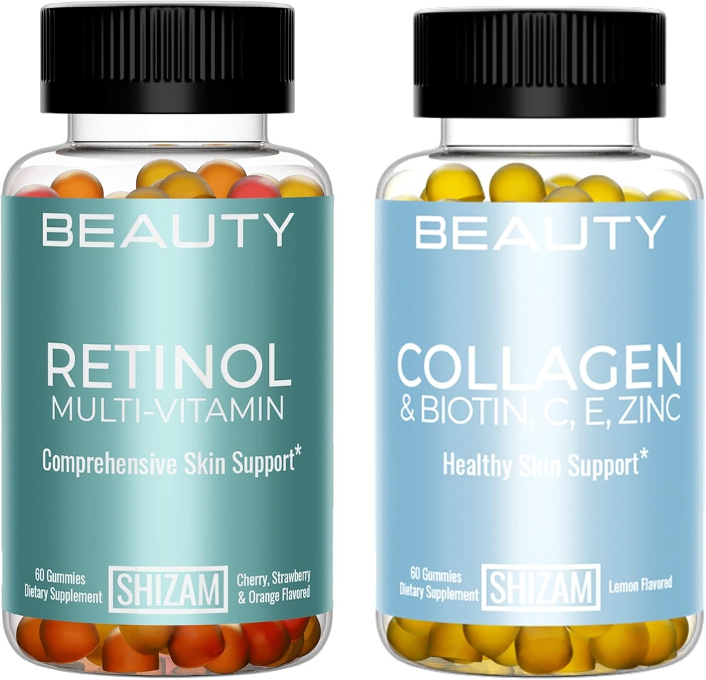 SHIZAM Retinol Multi-vitamin & Collagen w Biotin Gumies in Combo