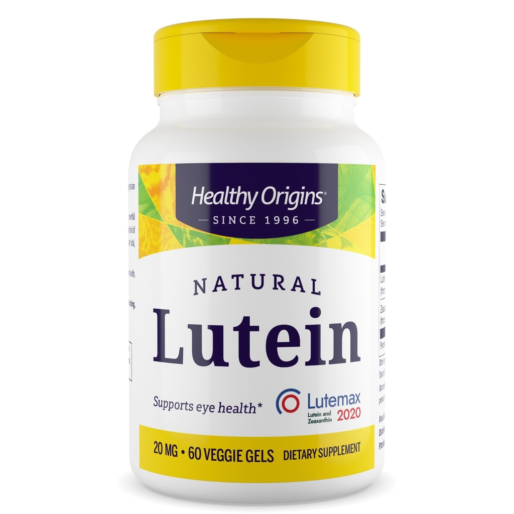 Zdravi izvori Lutein 20 mg (Lutemax 2020 z Zeaksantinom, Non-GMO, Vegan, Podpora očem), 60 Veggie Gels