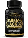 FREZZOR Omega 3 črne - zelene Kapsule mušjega olja, izdelane na Novi Zelandiji, UAF1000+, Joint Care & Relief, Heart & Immune Support, No Fishy Aftaste, 320 Število (Pack of 1)
