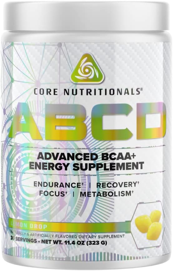 Core Nutritionals Platinum ABCD Advanced BCAA Energy Supplement, Izboljša vzdržljivost, recovery, in Focus 30 Servings (Lemonova kapljica)