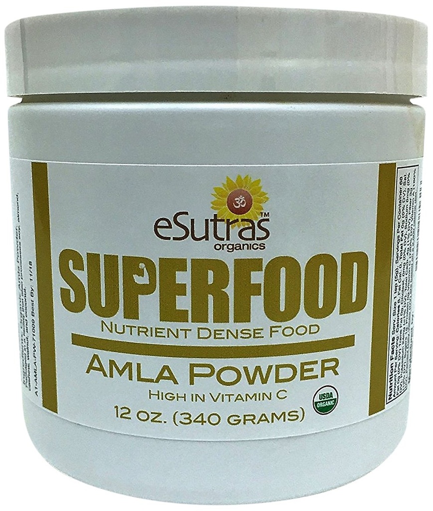 Organic Amla Powder 12 oz, 30 servings Natural Vitamin C (Immune vitamin) Amalaki Cold pressed Organic nutrient for healthy smoothies