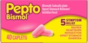 Pepto Bismol Kapleti za slabost, zgago, prebavne motnje, vznemirjen želodec in drisko, 5 Symptom hitro lajšanje v prijetni obliki, 40 ā