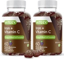 VITEEY Iron Gumies - železo z vitaminom C - Energija, Bood podpora in anemija dodatek za ženske & moške - Vegan, Gluten brezplačno - 120 Count