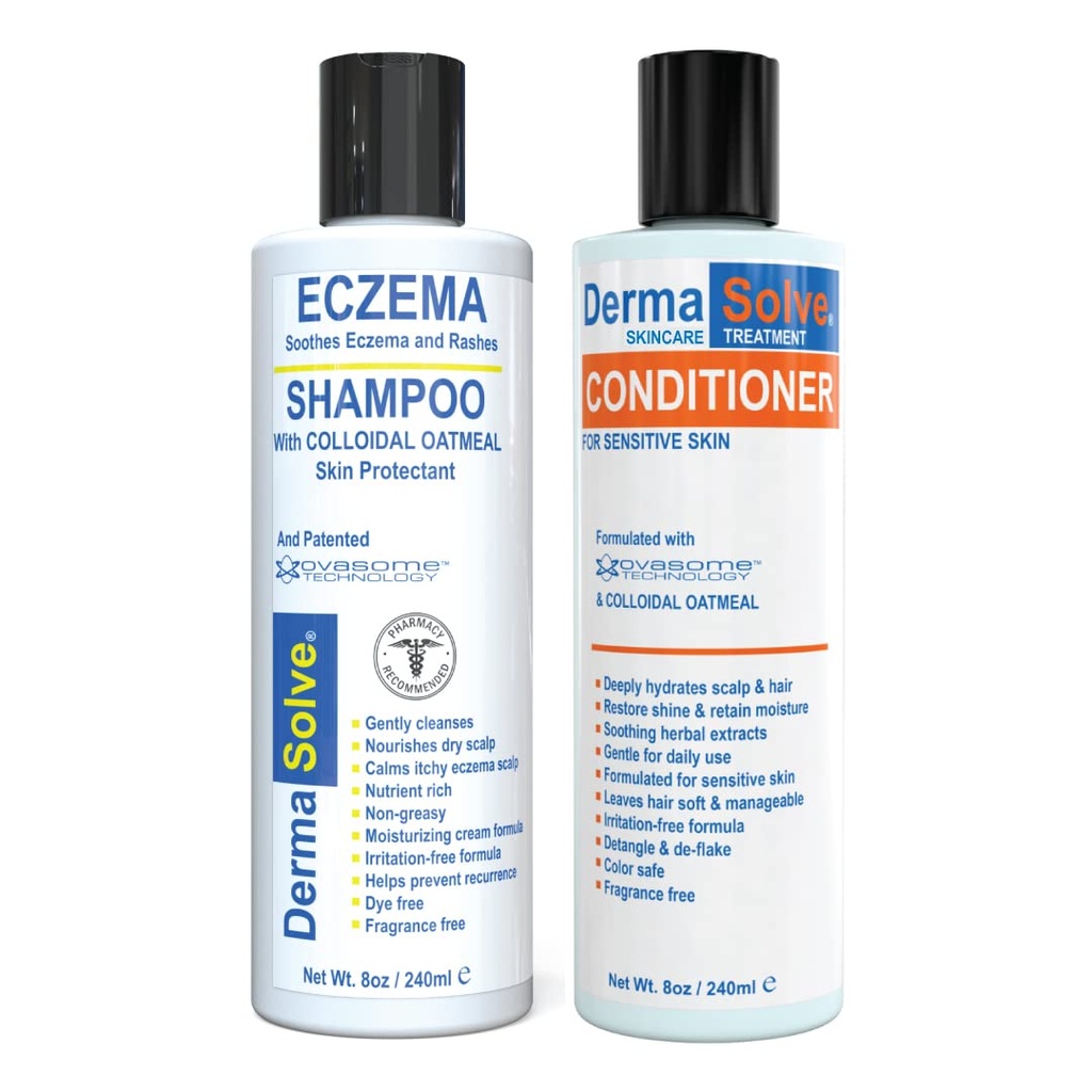 Eccema šampon & balzam (Combo Pack) - Flare Control Skalp & luskine Relief Therapy, ki ščiti, vlaži, in popravila kože, ki jih DermaSolve - Otroci in odrasli - Steroid Free