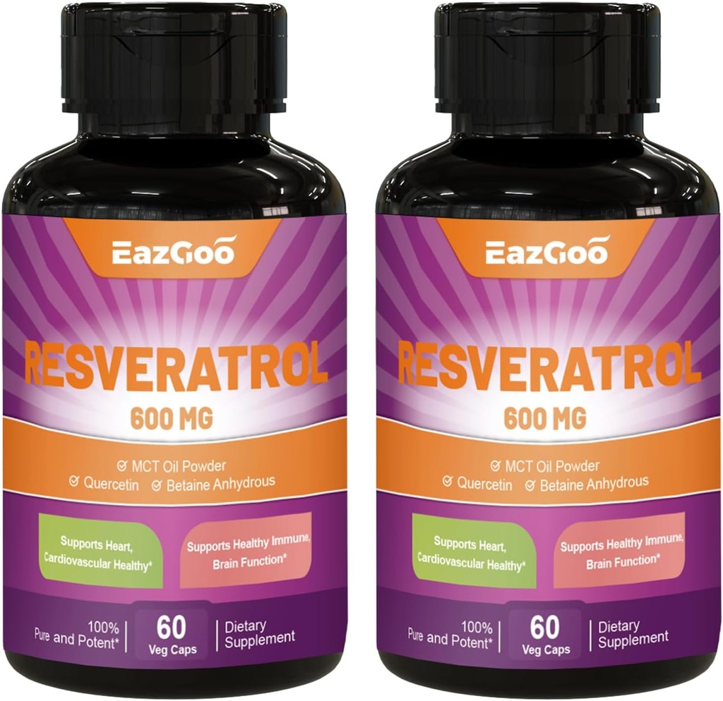 Resveratrol 600 mg, Trans-resveratrol dodatek, podpora za zdravljenje z antioksidanti - 120 kapsul