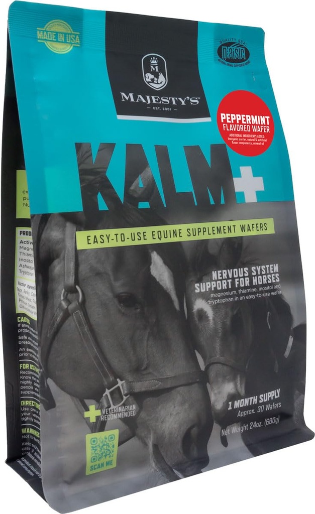 Veličanstvo Kalm Plus konj/Equine Peppermint Wafers 30 Count