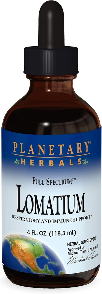Planetarna zelišča Lomatium Full Spectrum Tekoči, dihalni in imunski podporo, 4 Ounces