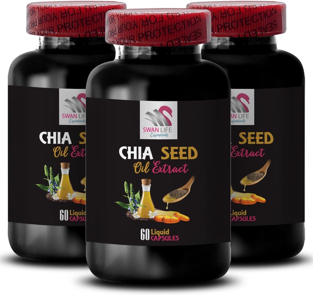 Rastlinsko olje - CHIA SEED OIL EXTRACT - Hidrativno olje, Bogata tekstura, Nega las, Glossy konča, Naravni sijaj, Chia koristi, Lahka tekstura, Čista hidracija, Telo olje, Glow olje 3 Steklenica 180 Kapice