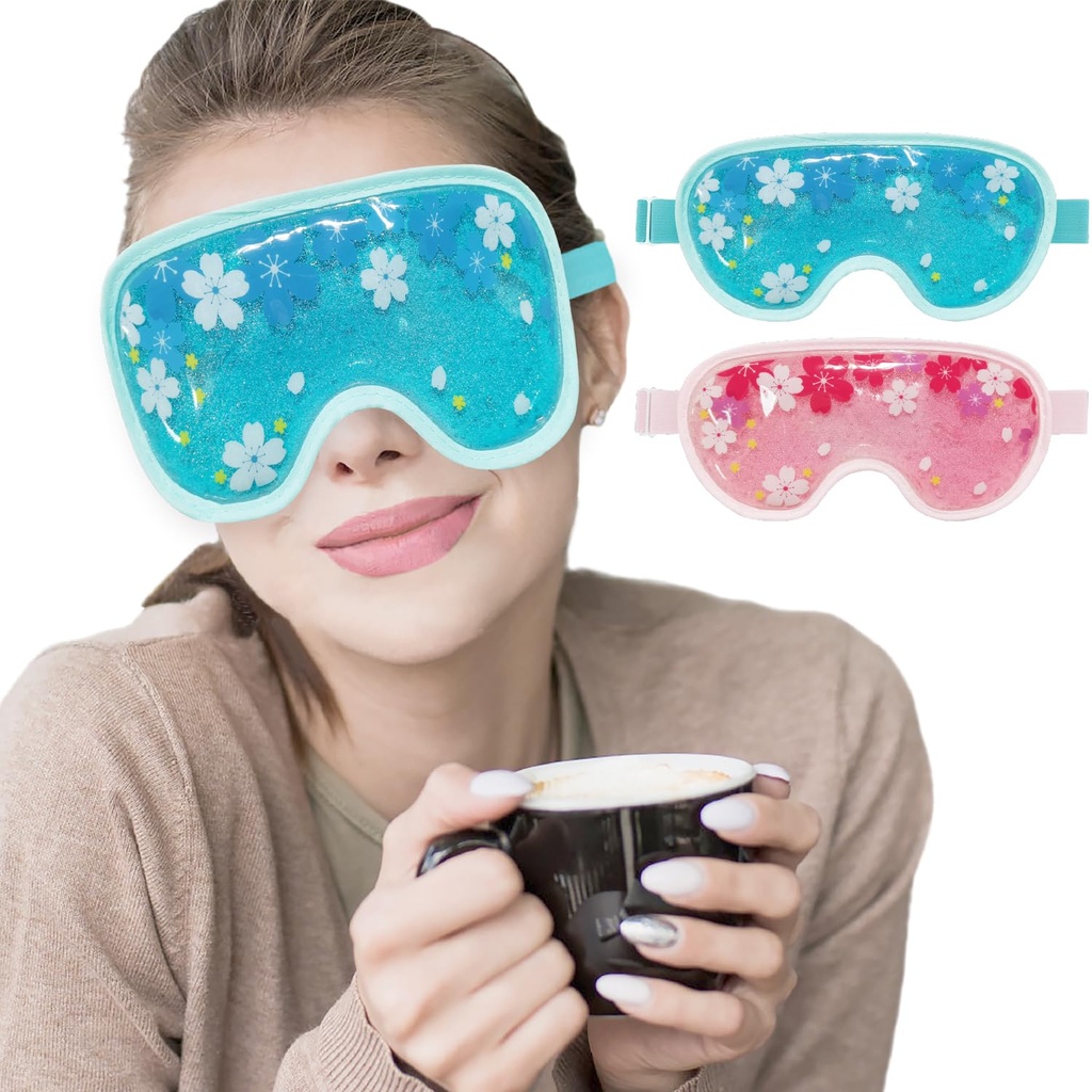 ZNÖCUETÖD Ledena maska Gel za hlajenje 2 paketa za večkratno uporabo Hladno stisnjeno oko Ice Pack za temne kroge in Puffiness, Migraine, Stress Relief