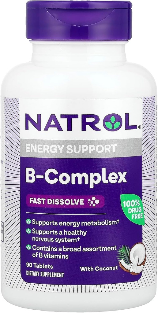 Natrol B- Complex, hitro raztapljanje, kokos, 90 tablet
