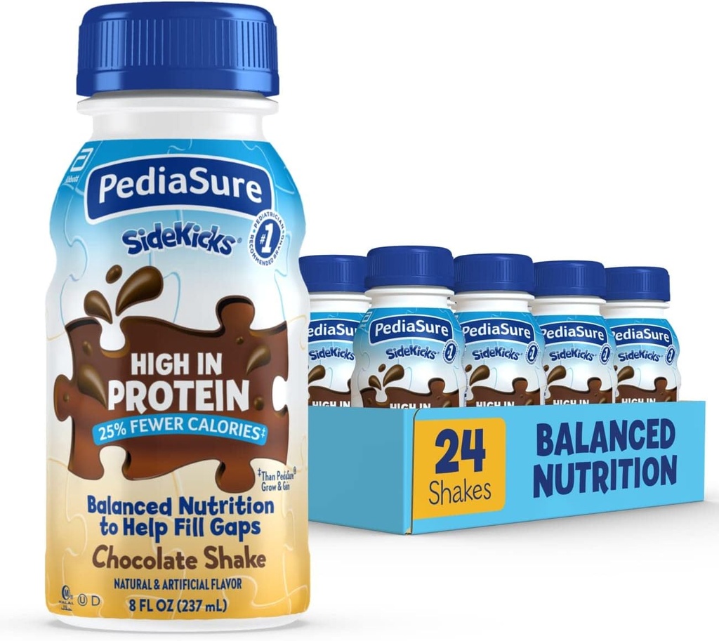 PediaSure Sidekicks Nutrition Drink, Čokolada, 8 fl oz, 24 Count.