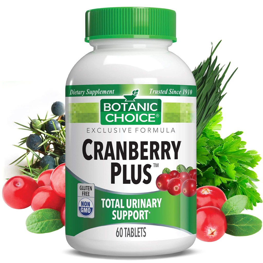 Botanična izbira Cranberry Plus Skupna podpora uriniranju - Zdravje sečilnega traktata za ženske in moške s koncentratom brusnic, Uva Ursi, Buchu, Calcium - 60 tablet