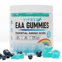 EAA Gummies 120 Gummies (modra malina), Essential Aminokisline - vseh 9 Essential Aminos (EAA) in vse razvejane Chain Aminos (BCAA), Non-GMO, Gluten Free, vegetarijansko prijazno
