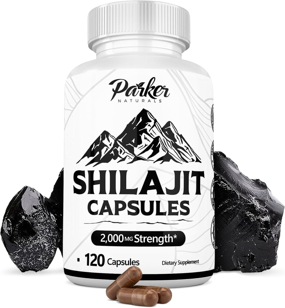 Parker Natural Pure Himalaan Shilajit Kapsule, 2000 mg Jakost Shilajit Resin in Fulvic Acid dodatek, Veganske in Gluten-free kapsule, 120 Število
