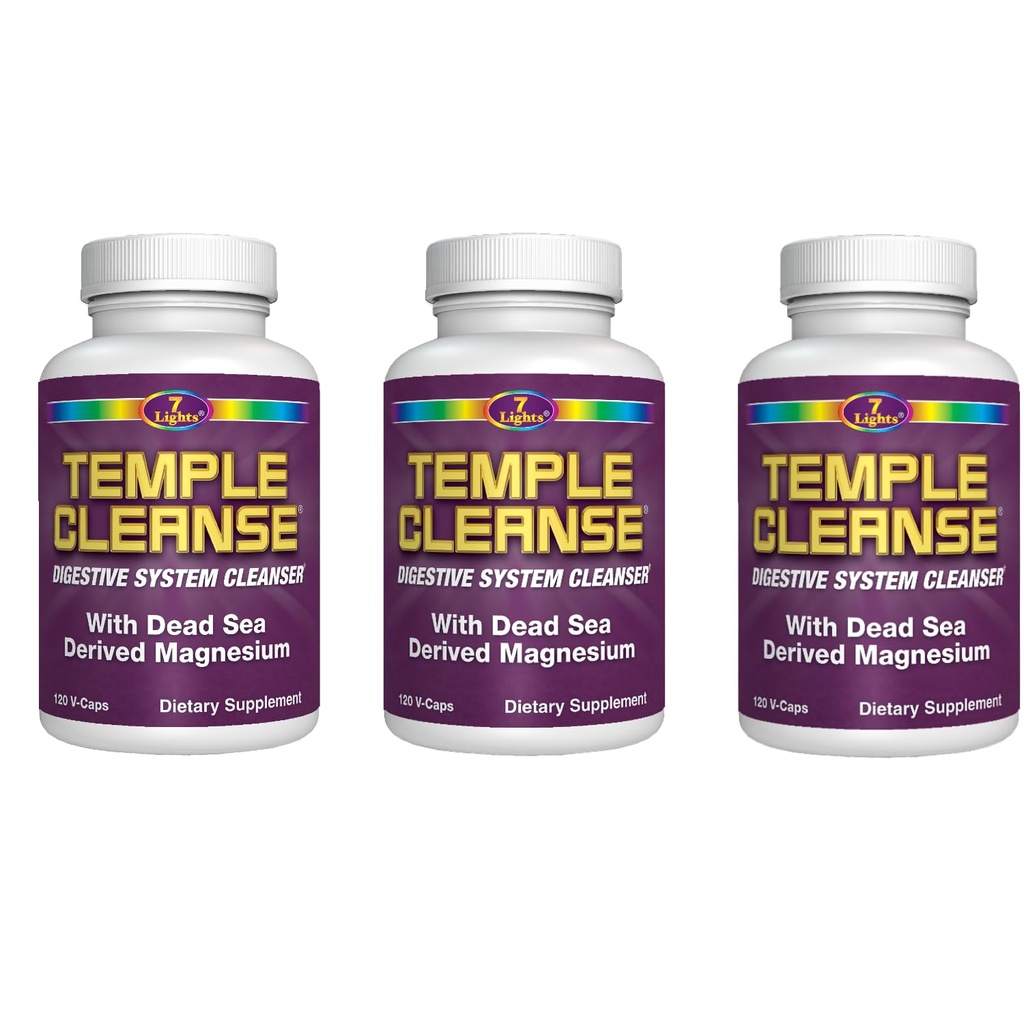 7 Luči Tempelj Cleanse.3-Pack Special, Magnezij, na kisiku osnovani Colon Cleanse Detox, Olajša občasno zaprtje brez plina ali napihnjenosti, razstrupljanje telesa in čiščenje za ženske in moške