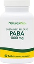 Natures Plus PABA, trajen izpust (para-aminobenzojska kislina) - 1000 mg, 60 Vegetarijanske tablete - Skin Health Support Supplement, spodbuja proizvodnjo energije - Gluten-free - 60 Servings