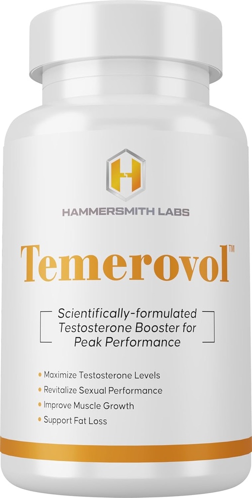 Temerovol - Moški dodatek - Izboljša energijo, moč in Libido - Lean Muscle Builder, 60 kapsul - 1 steklenica