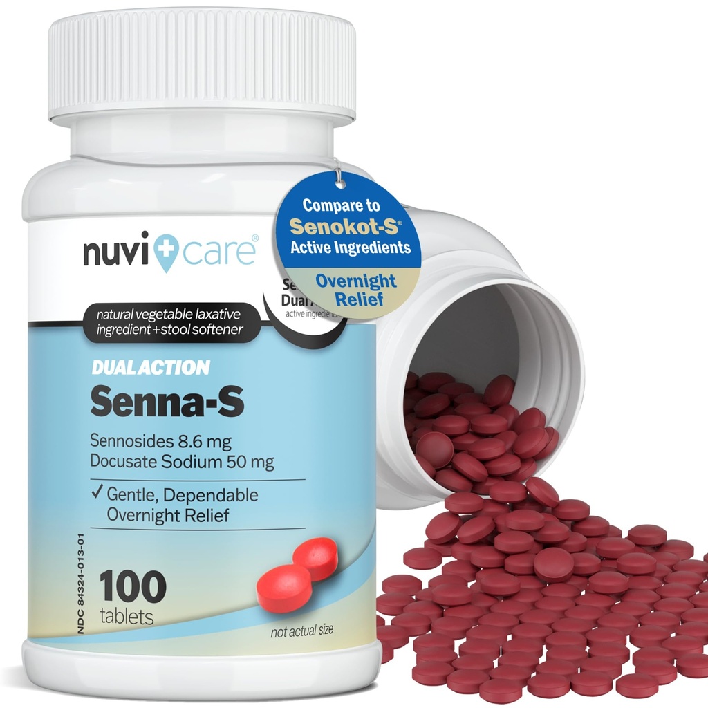 Senna Plus Laxative Stool Softener - Docusate Natrij (50mg) Stool Softener s Stimulant Laxative Sennosides (8,6mg) - Primerjajte s Senokot-S za občasno zaprtje Relief* (100 tablet)