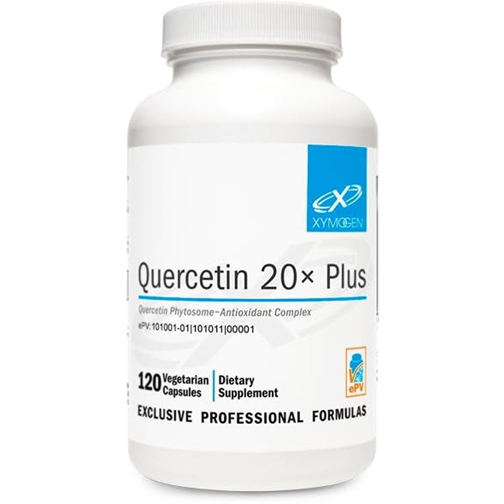 XYMOGEN Quercetin 20× Plus - Quercetin dopolnila - kompleks z vitaminom C, N-acetil-L-Cystein in koprive - oblikovan za podporo dihal - Vegan & Gluten-free (120 kapsul)