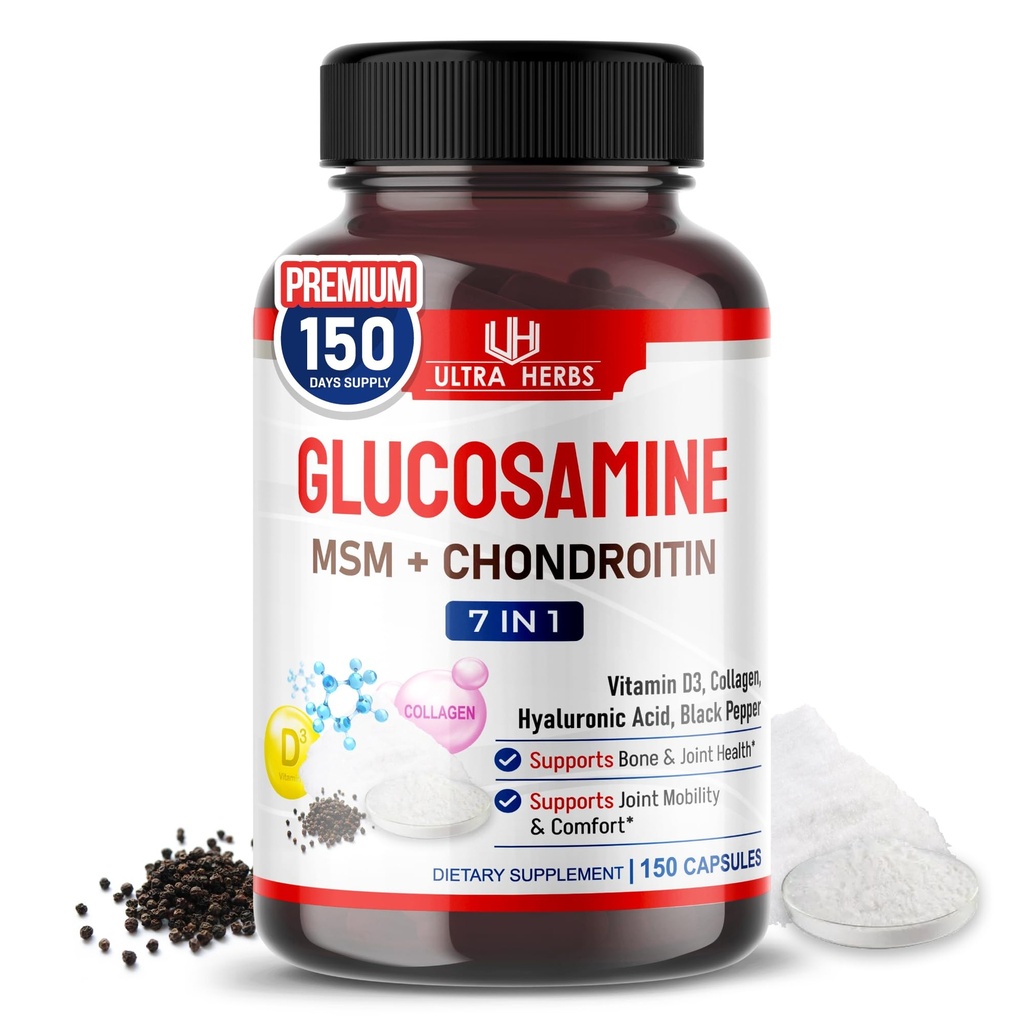 Glukozamin Chondroitin MSM - skupna podpora za mobilnost Dodatno okrepljeno s kolagenom, hialuronsko kislino, vitaminom D3 
