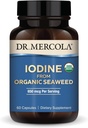 Dr. Mercola jod iz organskih morskih alg, 650 μg na serviranje, 30 serviranja (60 kapsul), prehranska dopolnila, ščitnica in energijska podpora, ne-GMO, USDA organska