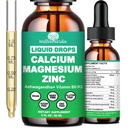 Tekoče kapljice kalcijevega magnezijevega cinka z vitaminom D3 K2, visoko jakostjo kalcijevega magnezija dodatek w/magnezijev kompleks, cink, teanin-gluten prosti 