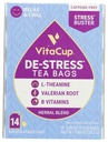 Destress Zeliščne čajne vrečke z VitaCup, Relax & Chill w/Kamilica, L-Theanine, Valerian Root & B Vitamini, Kofein Free Wellness Tea Sachet Bag, 14 ct