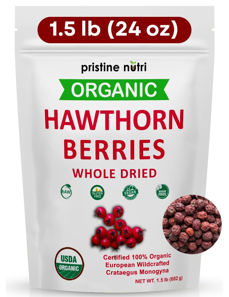 1,5 lbs (24 oz) 100% Ekološka Hawthorn jagode posušene razsutem stanju 