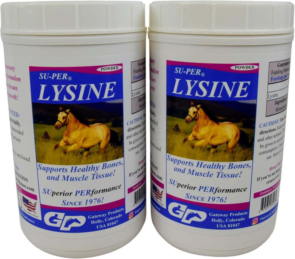 SU-PER Lysine dodatek za konje - podpira zdrave kosti in mišice tkiva - Essential Amino Acid - 2,5 funt, (2 paket)