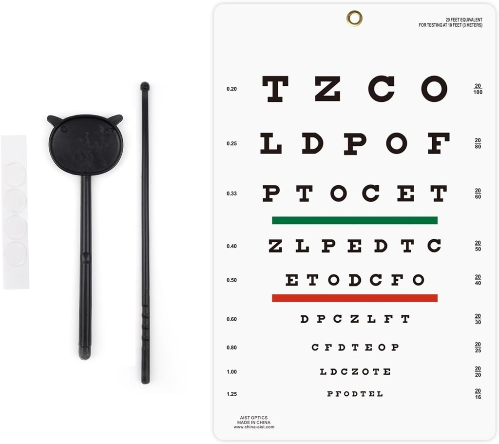 Eye Chart Snellen Eye Chart Wall ChartSnellen 10feet Charts for Eye Exams Eye with fixing Sticker 9 X 14 palcev z oči okluder in kazalec 4 Fixation obliži