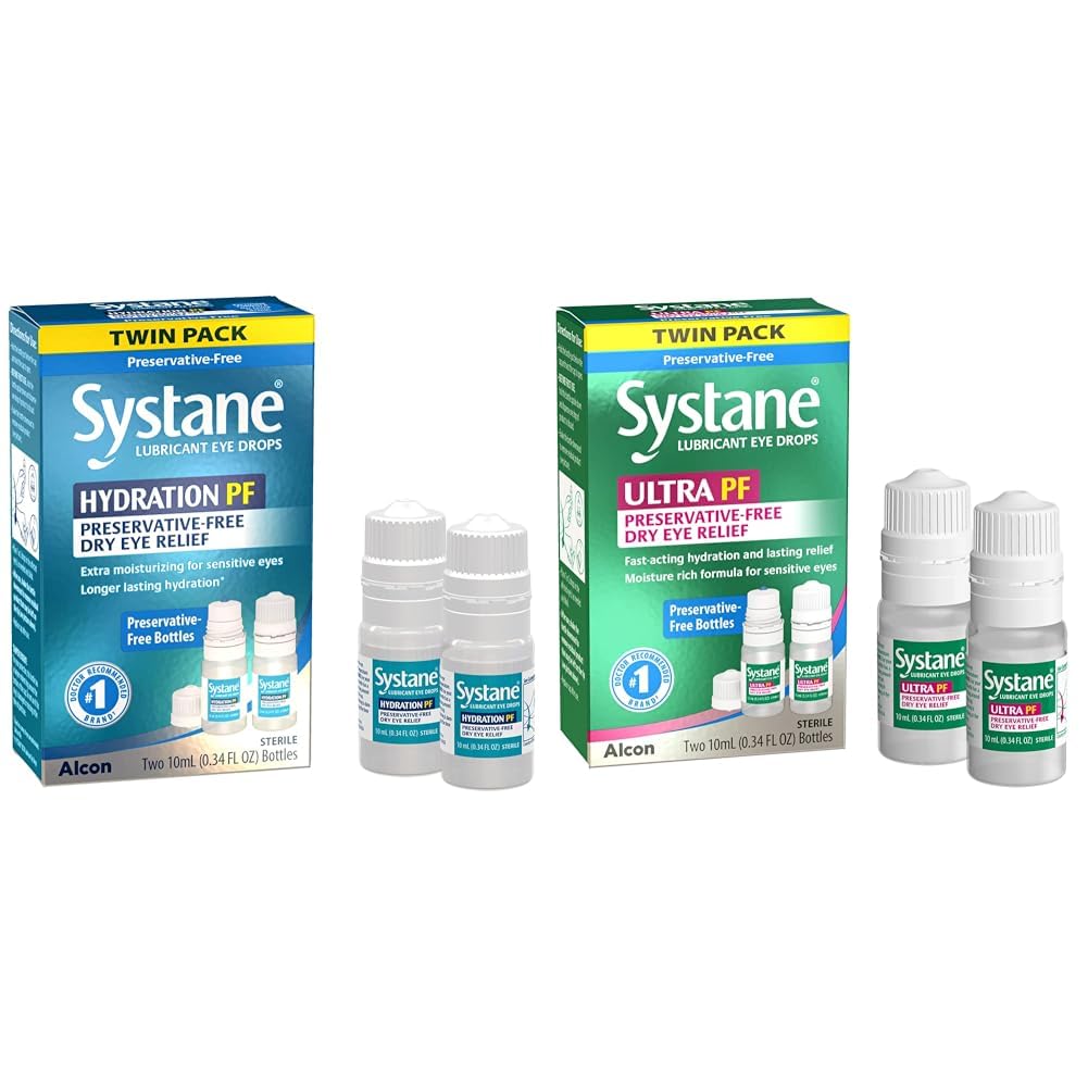 Systane Hydration Multi-Dose Konservativne-free kapljice za oči suho Eye Relief Twin Pack (2x10ml) in Ultra Multi-Dose Konservativne-free kapljice za oči Twin Pack (2x10ml)