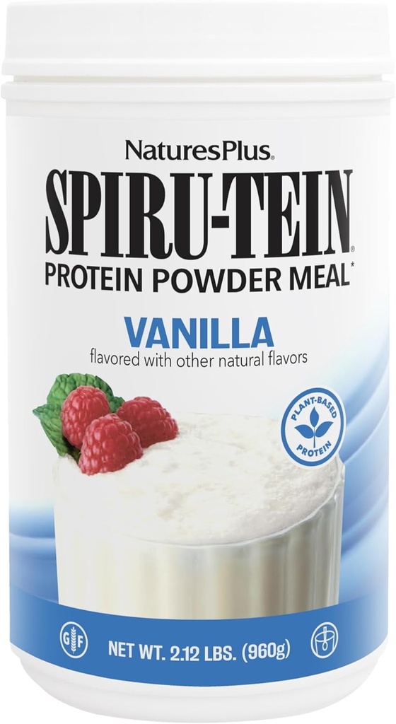 NaturesPlus SPIRU-TEIN, Vanilla - 2,12 lbs, Pakiranje 3 - Spirulina Protein Powder - Vitamini in minerali za energijo - Vegetarian, Gluten Free - 96 Total Servings