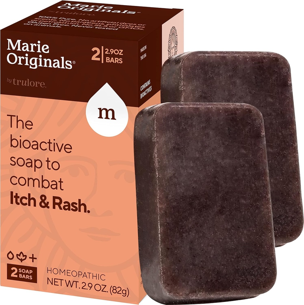 Marie Originals Srbečica Relief Milo za telo Wash Bar - Vse Natural Instant Relief iz žuželk ugrizi, Chicken Pox, Chiggers in druge kože dražila tj.. Anti- srbečica umiri milo (2 pakiranji)