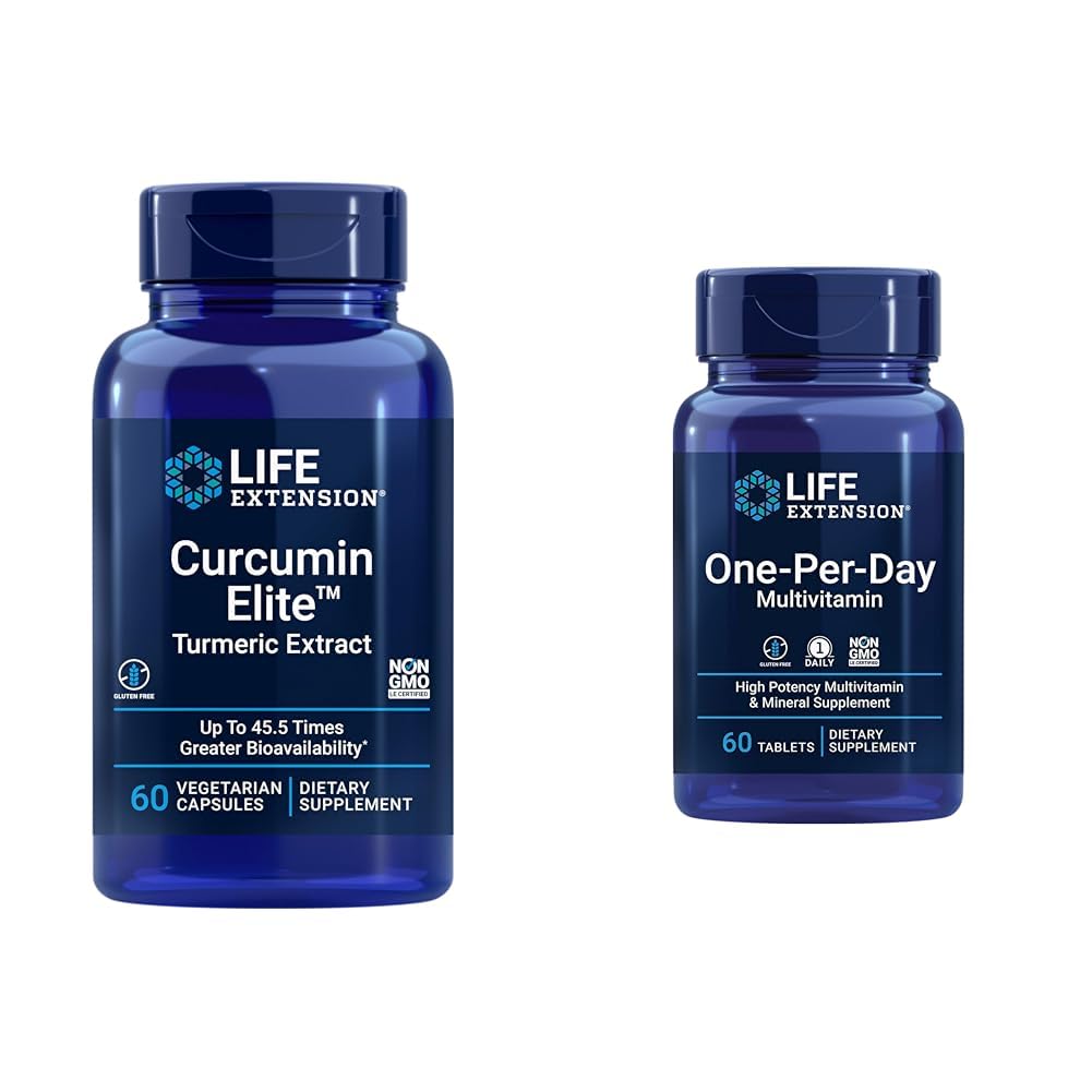 Life Extension Curcumin Elite Turmeric Extract, spodbuja zdravo vnetni odziv in en-per-dan multivitamin – pakiran z več kot 25 vitamini