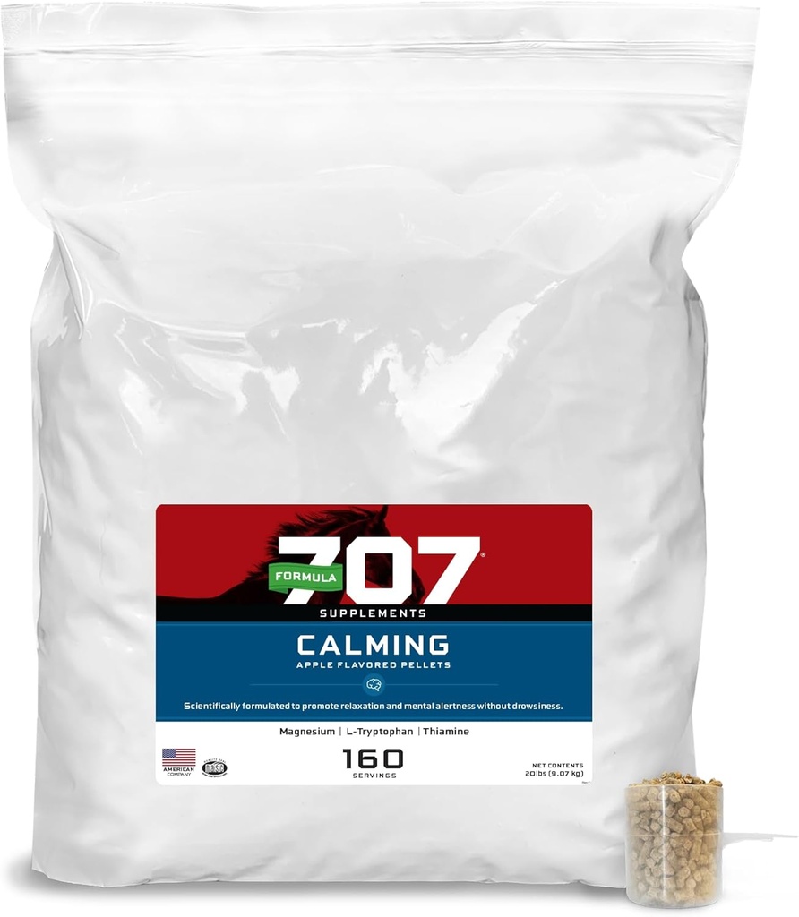 Formula 707 Umirjanje Equine Dodatek 20LB Bag – 160 Serving – Anksioznost Relief in okrepljeno fokus za konje – L-Triptofan, Tiamin & Magnezij