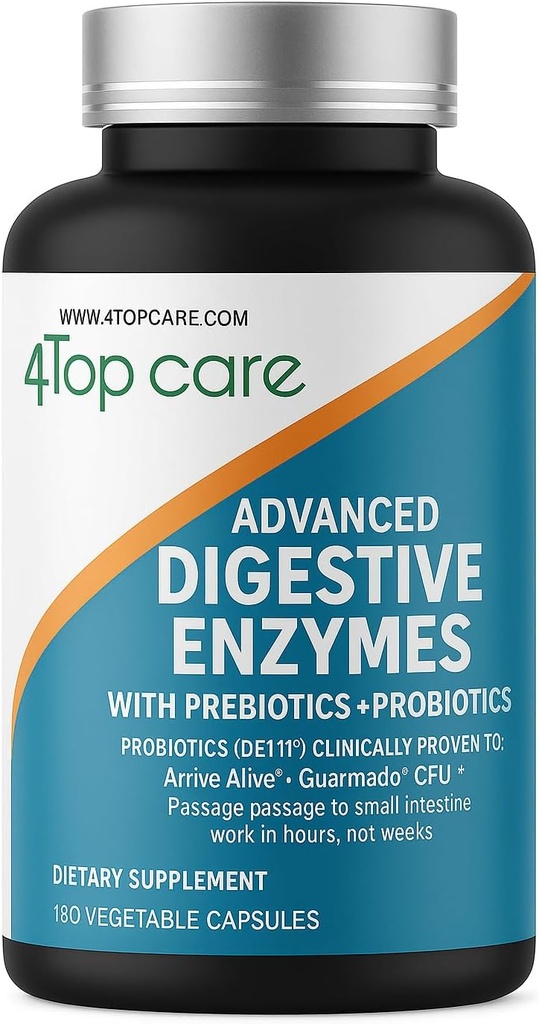 H4U Prebavne encime: Ultimate Health Solution z probiotiki, Prebiotiki, in Encimi za ženske in moške. Ta Vegetarian Digestive Enzyme dodatek vsebuje 180 kapsul.