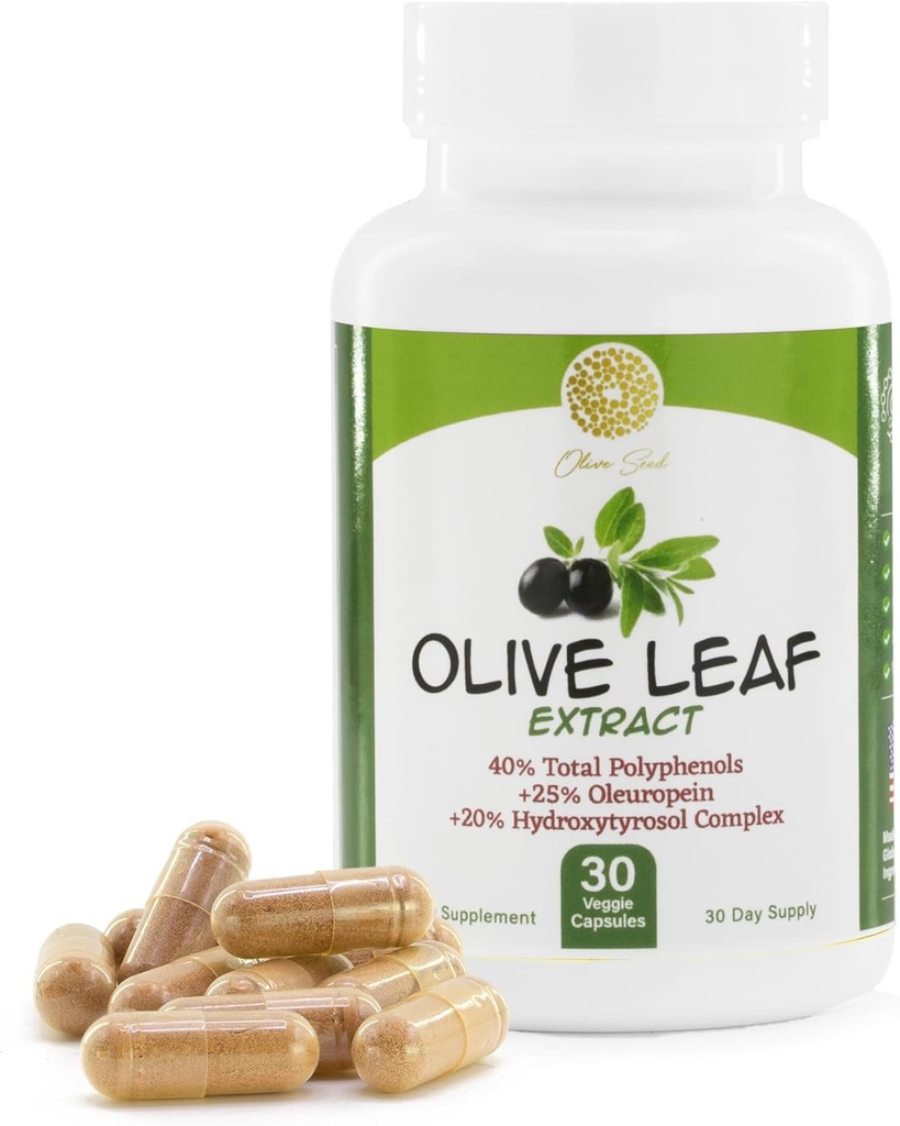 Izvleček olivnega lista - 500mg - dodatek Standardiziran na 25% Oleuropein - 20% hidroksitirosol - 40% polifenoli - ne-GMO + Gluten Free + Dairy Free + Soy Free + Vegan (30 kapsul)