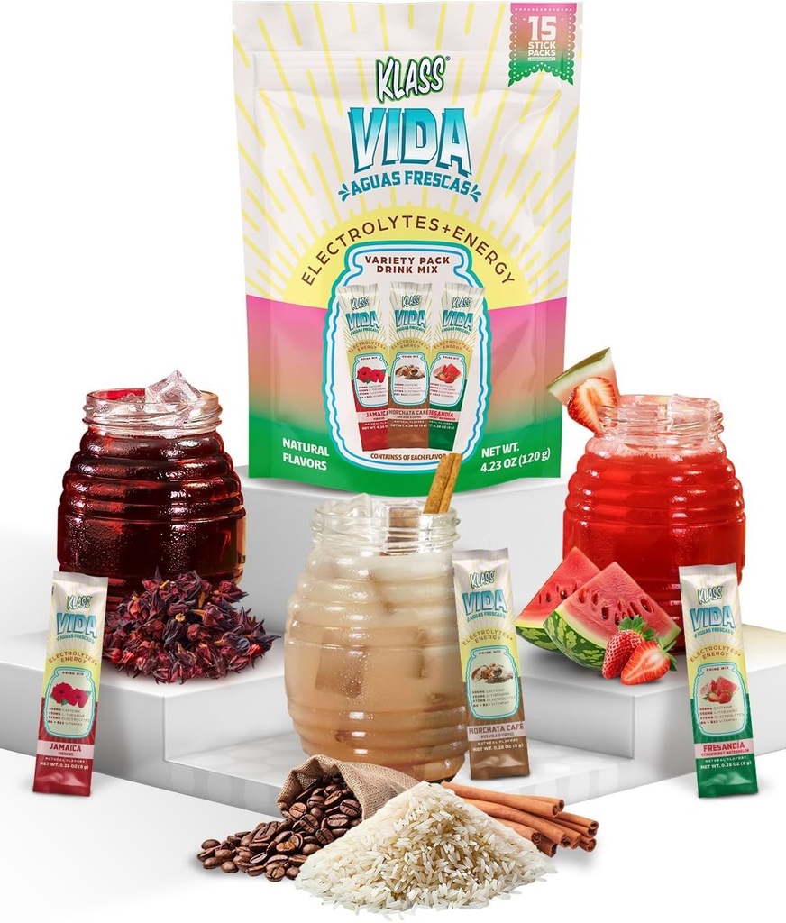 Hidracija + energijska mešanica elektrolitskega alkohola – Variety Pack with Hibiscus, Coffee Horchata & Jagodna lubenica, brez sladkorja s kofeinom, L-teanino, kokosovo vodo in minerali