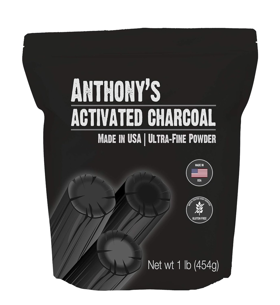 Anthony's Aktiviran Charcoal, 1 lb, Izdelano v ZDA, Ultra Fine, Gluten Free & Food Stopnja
