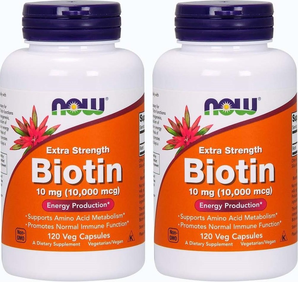 Now Foods Biotin 10 mg Dodatna jakost 120 Vcaps, pakiranje po 2