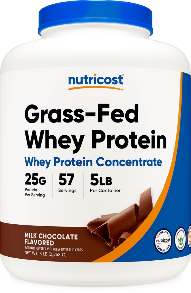 Nutricost Grass-Fed Whey Protein Concentrat (Chocolate) 5LBS - nedenaturiran, ne-GMO, naravne arome...