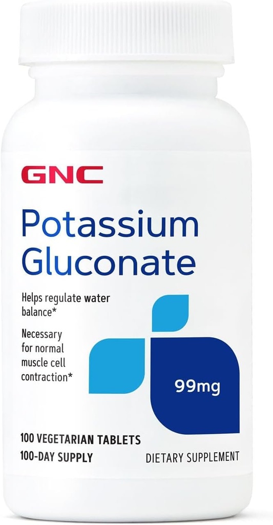 GNC kalijev glukonat 99 mg, 100 tablet, podpira normalno delovanje mišic