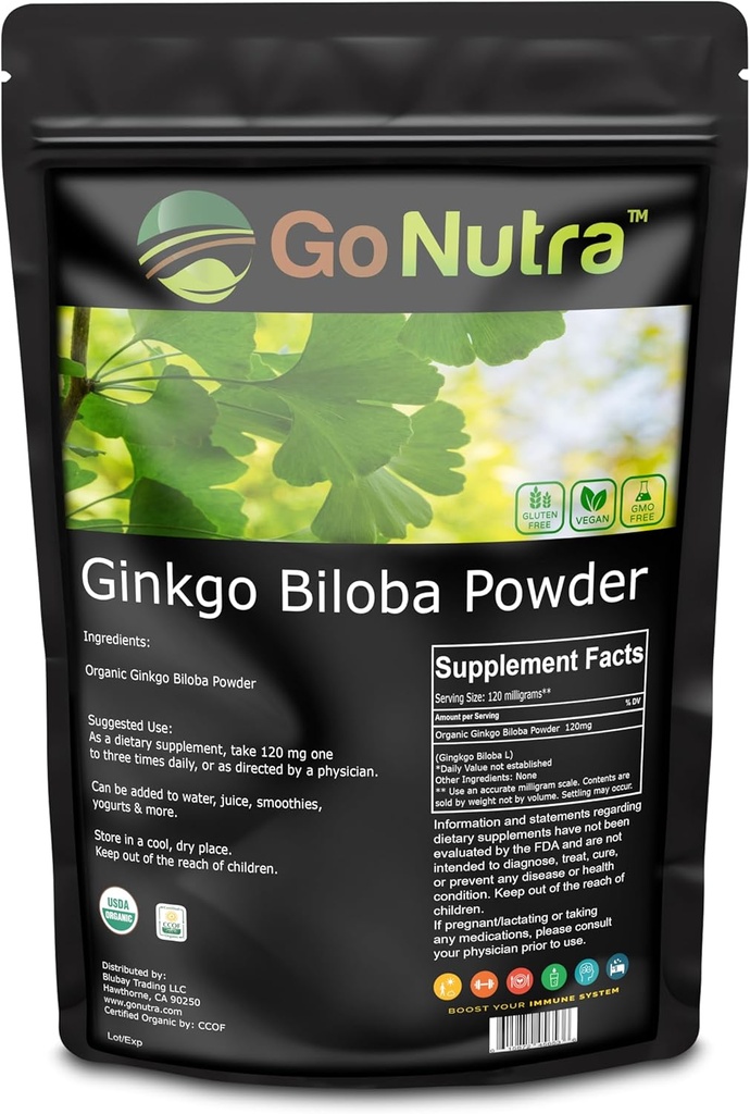 Go Nutra Organic Ginkgo Biloba Prašek 8 oz. 