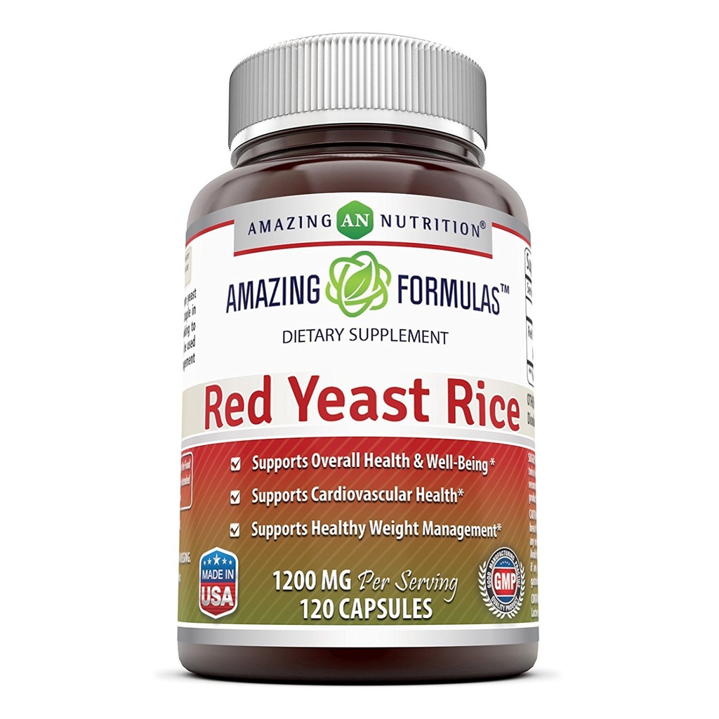 Amazing Formulas Red Yeast Rice 1200mg Per Serving Capsules Supplement | Non-GMO | Gluten Free | Made in USA (1 Pack, 120 Count)