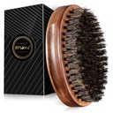 BFWood Boar Bristle Brada Brush - črni les Orešnik vojaški slog, moški les Mustache Brush